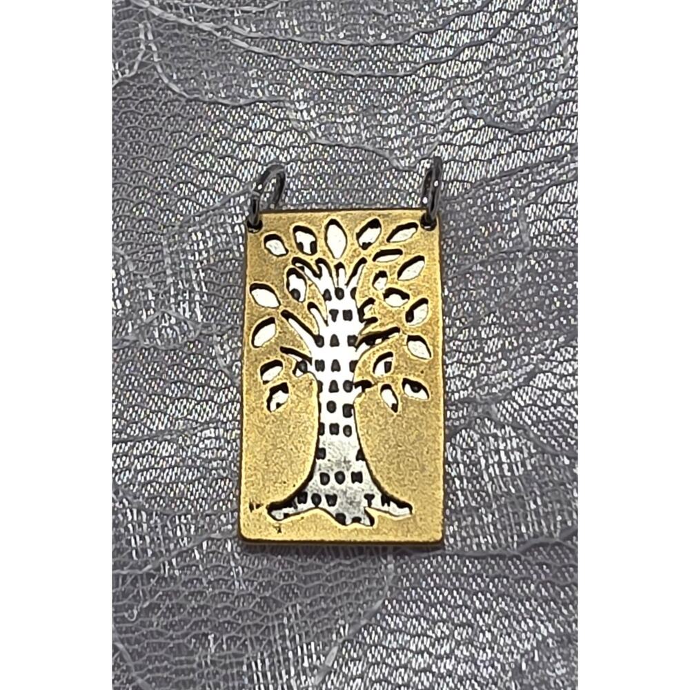 Kathy Bransfield Sterling Silver & Brass Serenity Prayer Tree of Life Pendant